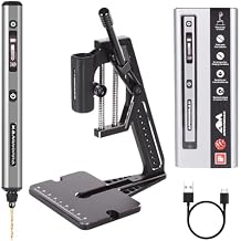 5-Speed Mini Electric Drill Pen with Benchtop Press, 10 Small Bits with Aluminium Box, LED Lights, OLED Display, Resin Drill Set For Jewelry Making, Plastic, Wood