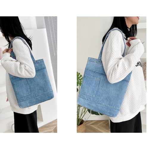 Image of Farm4Far Women Denim Bow-tie Tote Shoulder Sling Hand Bags