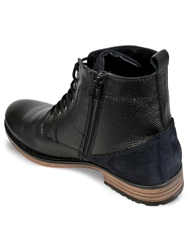Image of Allen Cooper Genuine Premium Leather Luxury Memory Foam High-Top Ankle Boots Shoes For Men(962|Black|Size-6,7,8,9,10)