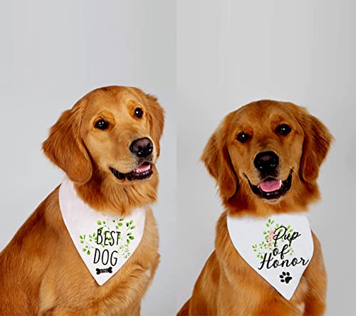 2 Pieces Pup Of Honor, Best Dog Wedding Dog Bandana, Bridal Party Dog Bandana, Wedding Photo Prop, Pet Scarf Accessories, Coral Wedding Bandana #TOP2