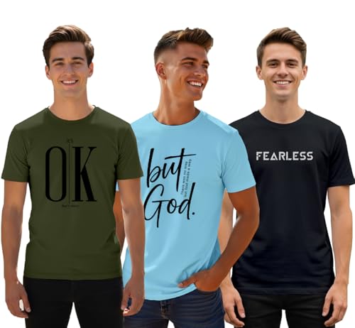 Image of XENOVAURBAN Men's Printed T-Shirt Combo Pack of 3 | Regular Fit Cotton Tshirts for Man - PRNT3