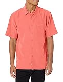Quiksilver Men's Centinela 4 Button Up Comfort Fit Pocket Shirt, Peached Pink CENTINELLA 233