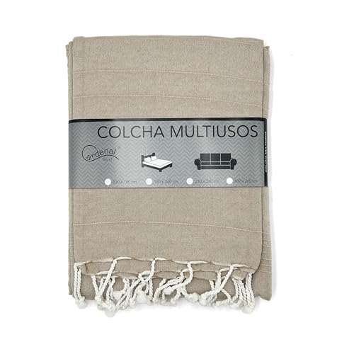 Cardenal Textil - Foulard Multiusos Peñíscola, Plaid para Cama, Manta para Cama, Cubre Sofá, Beige, 300 x 260 cm - imagen 3