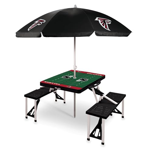 Image of PICNIC TIME NFL Picnic Table Portable Folding Table with Seats and Umbrella