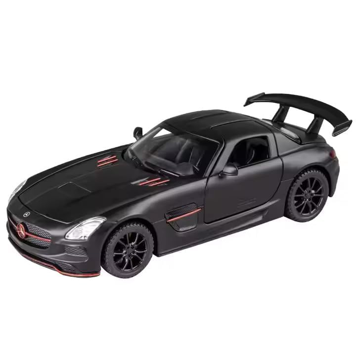 Image of 1:32 Mercedes Benz SLS AMG Vintage Retro Toy Car Diecast Metal Pull Back Car - 4 Openable Doors with Sound & Light | Luxury Toy Car & Gift for Kids 【Colors as Per Stock】