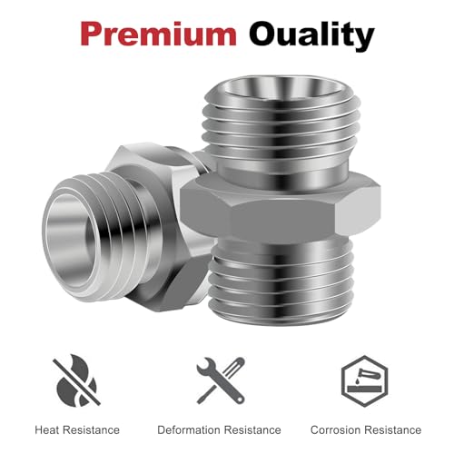 Image of 2pcs M16 to M16 Carbon Stee Fittings Adapters for Mini Excavator Adapting, Reducing Or Enlarging Connect Such Air Pipe, Fuel Pipe, Water Pipe, Etc Full Port Straight Pipe Fitting Connector