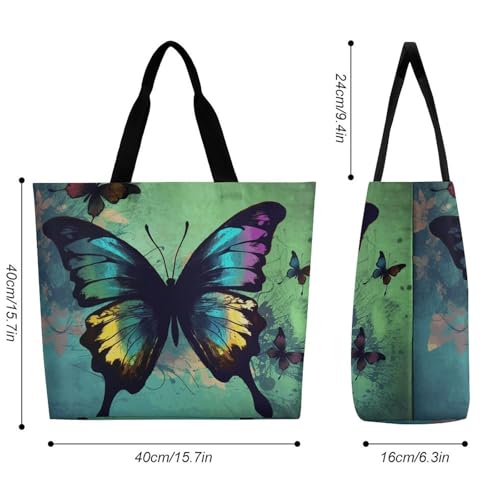 Artistic Butterfly Large Grocery Tote Bag Women Fashion Handbag Duty Reusable Shoulder Bag for Travel Vacation Shopping Beach Bags2