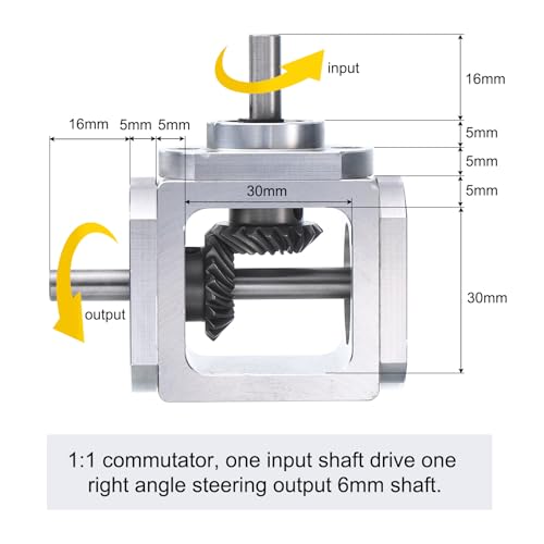 Image of uxcell Gear Box 90 Degree Right Angle Bevel Gearbox 1:1 Single Output Shaft 1 Module 20 Teeth Bevel Gear Aluminum Frame Simple Mechanical DIY Module with 6mm Shaft