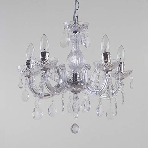 LITECRAFT Marie Therese Chandelier Ceiling Light Crystal Effect 5 Arm - (Polished Chrome) - Cosy Home Interiors LITECRAFT Marie Therese Chandelier Ceiling Light Crystal Effect 5 Arm - (Polished Chrome) - Image 2