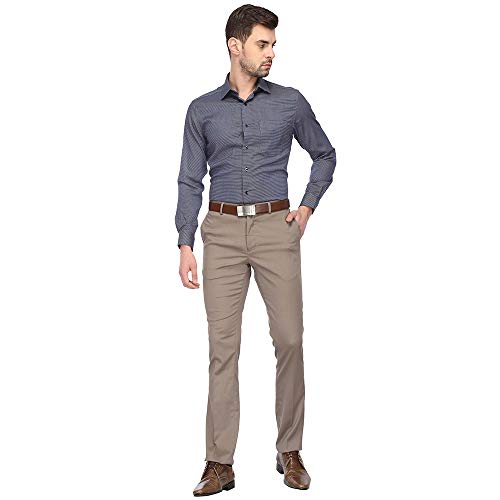 Image of VETTORIO FRATINI by Shoppers Stop Mens 5 Pocket Slub Formal Trousers Beige