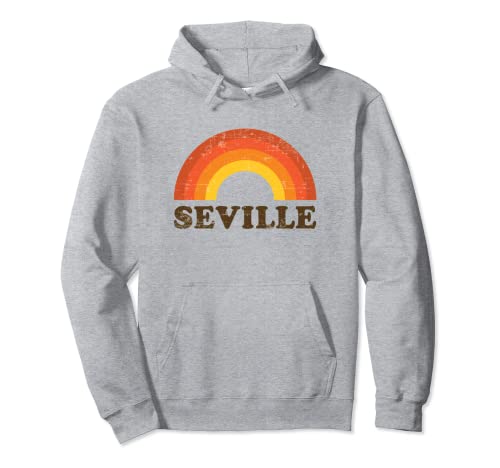 Retro Vintage Sevilla Rainbow Spain Souvenir 60s apenado Sudadera con Capucha