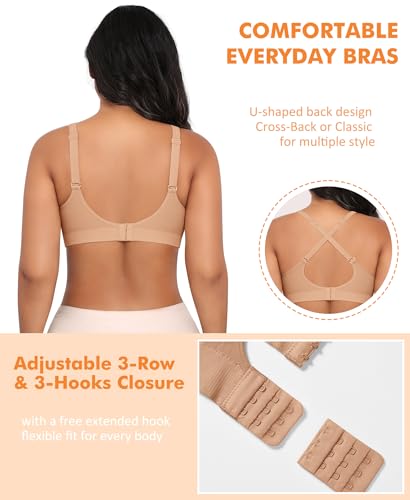 Image of Wireless Sewn in Padded Bras for Women Comfortable Full Coverage Bralettes No Underwire Everyday Tshirt Bra