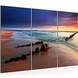 runa art spiaggia mare quadri soggiorno grande blu rosa onda 120 x 80 cm 3 pezzi decorazione murale 607831a