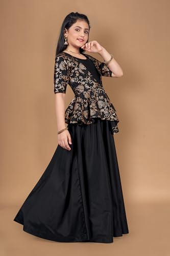 Image of Fashion Dream Girls Silk Blend Floral Printed Dress|Fancy Western Party Gown|Kids Ethnic Dress