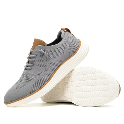 Zapatos formales Oxford cómodos de malla transpirable gris para hombre de vestir 6