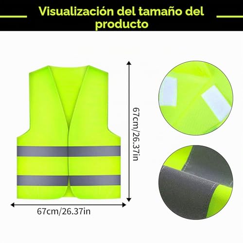 Miniatura 2 de Chaleco Reflectante,10 Pcs Chaleco De Seguridad,Chaleco De Seguridad De Alta Visibilidad,Amarillo Fluorescente,Para Correr Moto Bicicleta De Seguridad Unisex