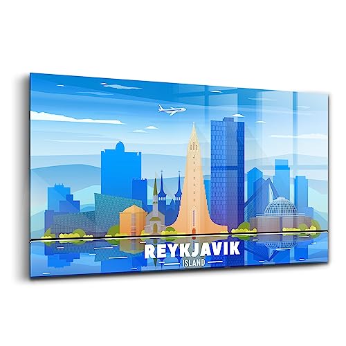 Wallart Peinture sur verre Reykjavík 120x60cm pour un salon scandinave lumineux