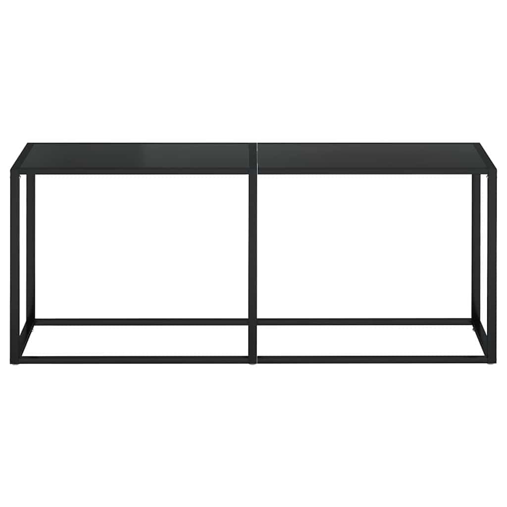 Konsola ze szkła hartowanego w kolorze czarnym 180 x 35 x 75,5 cm, wytrzymały stolik pomocniczy ze stali malowanej proszkowo, łatwy do czyszczenia wilgotną szmatką, wystarczająco dużo miejsca