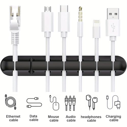 3 Pack Cable Holder Clips, Organizador de Cables para Escritorio, Mesita de Noche y Oficina para Gestionar Seguramente Cables USB de Carga, Energía y Mouse, Negro miniatura 6