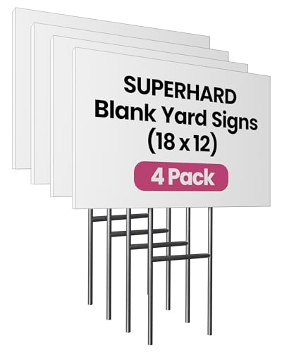 PartyPrints 4 Pack 18 x 12 White Blank Yard Signs with...