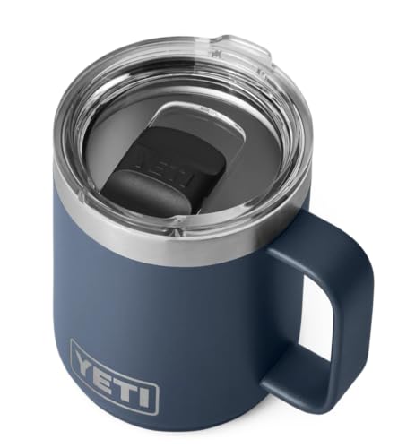 YETI Rambler Mug, Vacuum Insulated Stainless Steel Stackable Mug with Magslider Lid, Navy, 10 oz (296 ml)