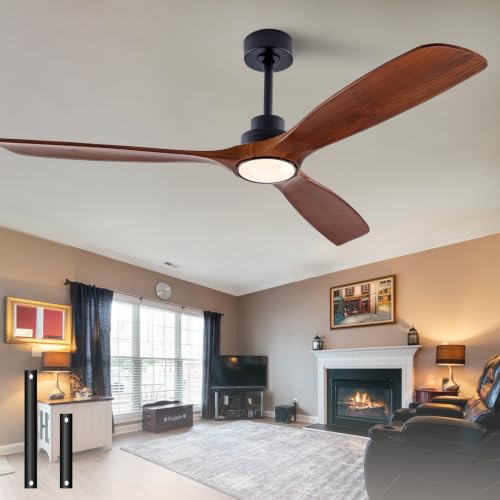 Image of QUTWOB 60 inch Wood Ceiling Fan with Light, Reversible DC Motor, Remote Control
