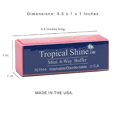 Tropical Shine Mini 4 Way Nail Buffer Block Buffers and Files for Shaping Smoothing Polishing, Shine Finishing Tool for Natural Acrylic Nails, Professional At Home Use, 2 Pack