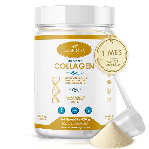 Collagene idrolizzato + peptidi elastina marina + acido ialuronico + coenzimi Q10 + glucosamina + biotina + vitamina C & D e magnesio – Strong Joints and Cartilage, Smooth Skin and Energy | 420g