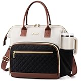 LOVEVOOK Lunch Bag Women, Insulated Adult Lunch Box for Women Work, Wide Opening Leakproof Cooler Tote Bag for Office Campus Picnic Beach with Shoulder Strap, Loncheras Para Mujer with Cup Holder