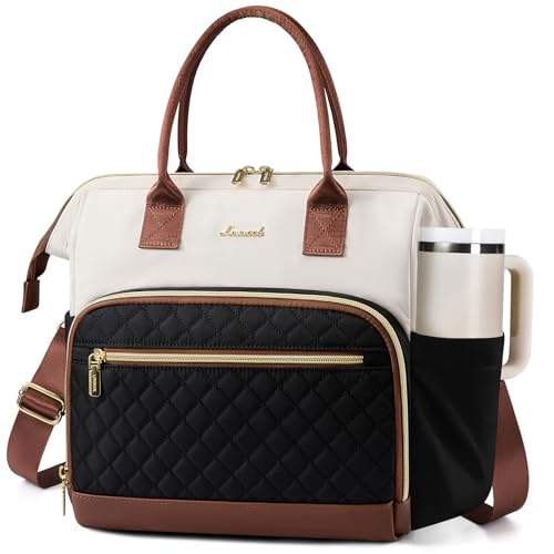 LOVEVOOK Lunch Bag Women, Insulated Adult Lunch Box for Women Work, Wide Opening Leakproof Cooler Tote Bag for Office Campus Picnic Beach with Shoulder Strap, Loncheras Para Mujer with Cup Holder