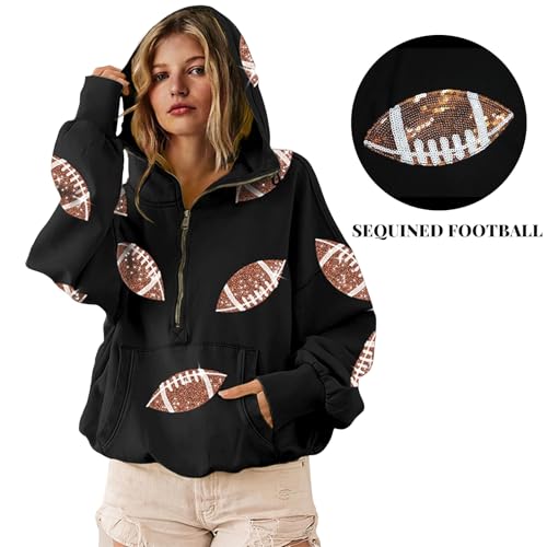 Womens Game Day Sweatshirts Football Sequin Hoodies Long Sleeve Shirts - image 4