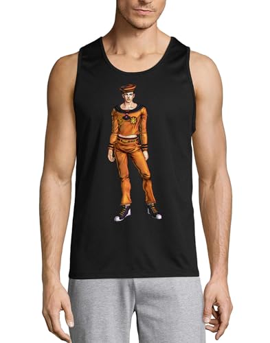 Camiseta sin mangas de algodón Anime 96 para hombre en color negro