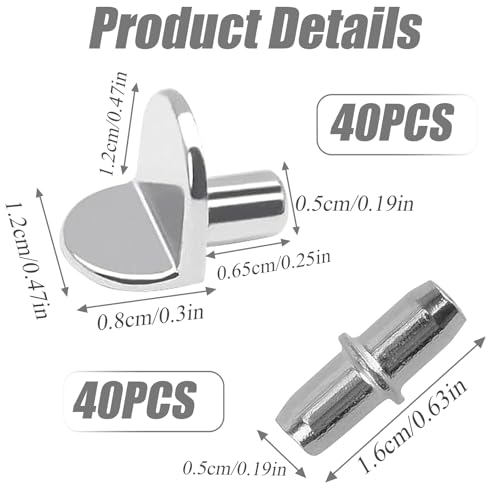 40 PCS L-Shaped Shelf Support Pegs, 40 Pcs Shelf Supports Pins 5mm Studs Push in Stainless Steel - Image 2