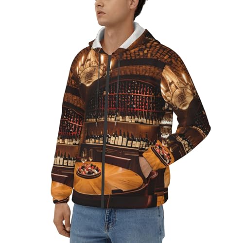 Sweat à capuche imprimé cave vin pull homme doux coupe décontractée - 2