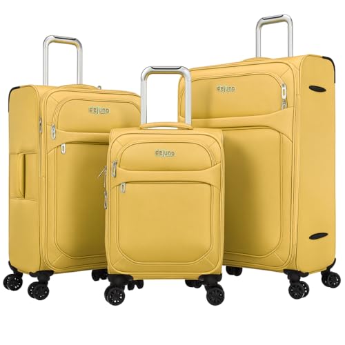 World Traveler Dejuno Cirrus 3-Piece Lightweight Expandable Spinner Luggage Set - Yellow
