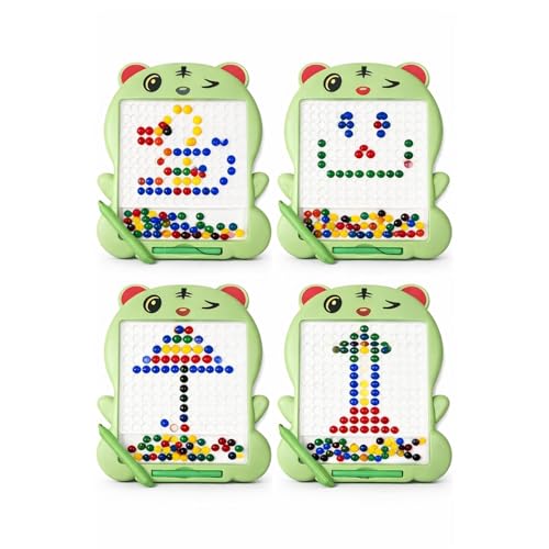 Image of Magnetic Drawing Board for Kids with 80 Beads & Magnetic Pen | Big Size Magnetic Doodle Board | Educational Learning Toy, Drawing & Creativity for Boys & Girls (Multicolor) (Green Parrot Medium)