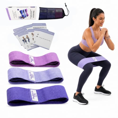 Mendura Fabric Resistance Bands, Set of 3 Levels, Non-Slip Booty Bands