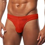 JISUXIAB Herren Tanga Slip Mit Beutel Unterhosen Männer Mit Großem Beutel Dünn Trunk Bulge Pouch Baumwoll Atmungsaktiv String Low Rise Sportslip Weiche Unterwäsche