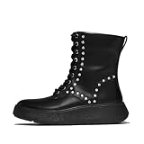 Fitflop Fitflop F-Mode Gem-Trim Leather Lace-up Ankle Boots, Botas Cortas al Tobillo Mujer, Black, 40 EU