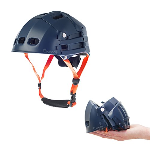 Foldable helmet Plixi Fit - for bike, kick scooter, skateboard, overboard, e-bike - CPSC standard, same protection as classic helmet - Volume divided by 3 when folded (Blue, L/XL)