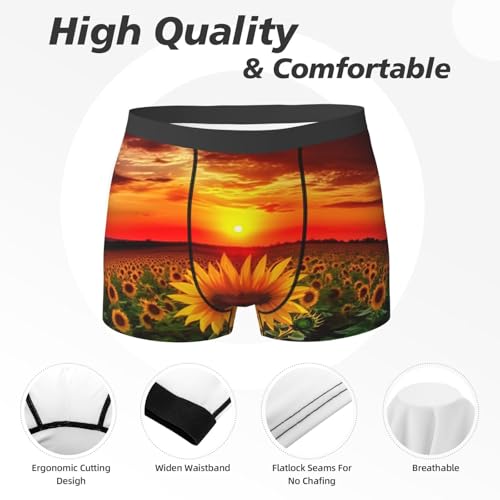 Men's Comfort Underwear, Sunset Sunflower Boxer Briefs for Men - Tagless Moisture Wicking Stretch Trunks 6