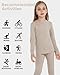 woolcano Kids Unisex 100% Merino Wool Base Layer Tops Midweight Thermal Underwear Shirt Oatmeal 9-10