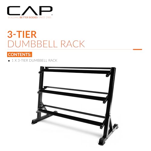 Image of CAP 2-Tier & 3-Tier Dumbbell Rack for Home Gym, Heavy-Duty Steel Weight Storage Rack for Hex Dumbbells, Holds 5-35lb 5-50lb 5-75lb Dumbbell Pairs, Multiple Sizes & Capacities