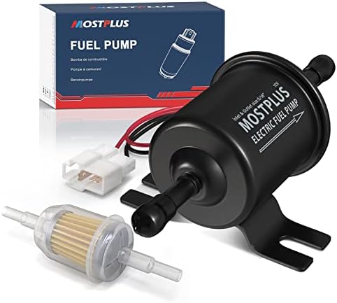 MOSTPLUS Universal Low Pressure - Gas Inline Metal Solid Petrol - 12V Heavy Duty Electric Fuel Pump w/Fuel Filter- Compatible with Motorcycle Carburetor ATV
