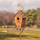 Copper Colored Fancy Design Birdhouse Garden Stakes (Stretched Classic House Shape)