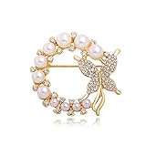 Butterfly Pearl Brooch Gold Elegant Bridal Vintage style Pins Wedding Banquet Anniversary Brooch