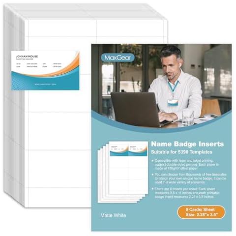 MaxGear Printable Name Badge Inserts Cover