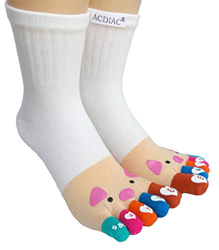 Image of acdiac Women's Cotton Toe Socks,five Finger Socks,Funny and Funky cartoon theme sport Toe Socks