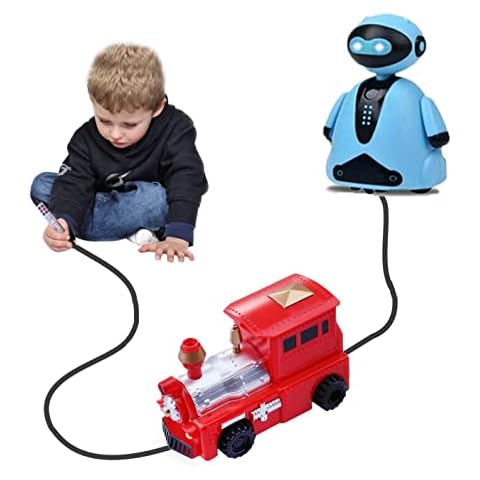kidoloop Interactive Robot and Train Induction Marking Robot Black Line Sensing Road Sensing Toddlers Robot Toys Inductive, Child Educational Set of 2 Cover