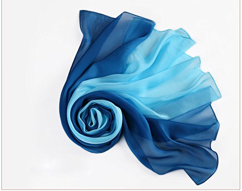 LoveSilk Women's 100% Silk Chiffon Scarf Oblong Gradient Color2